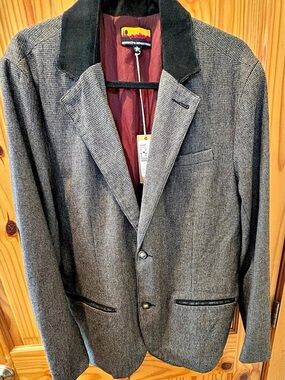Brooklyn Industries Sutter Plaid Blazer Men's Checkered Blazer Gray Large NWT
